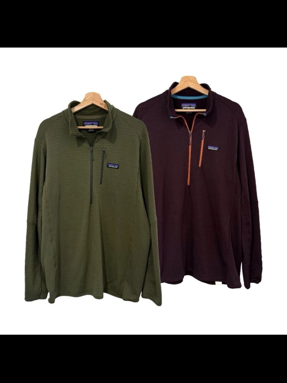 Patagonia Olive & Burgundy R1 Air Pullover Lot